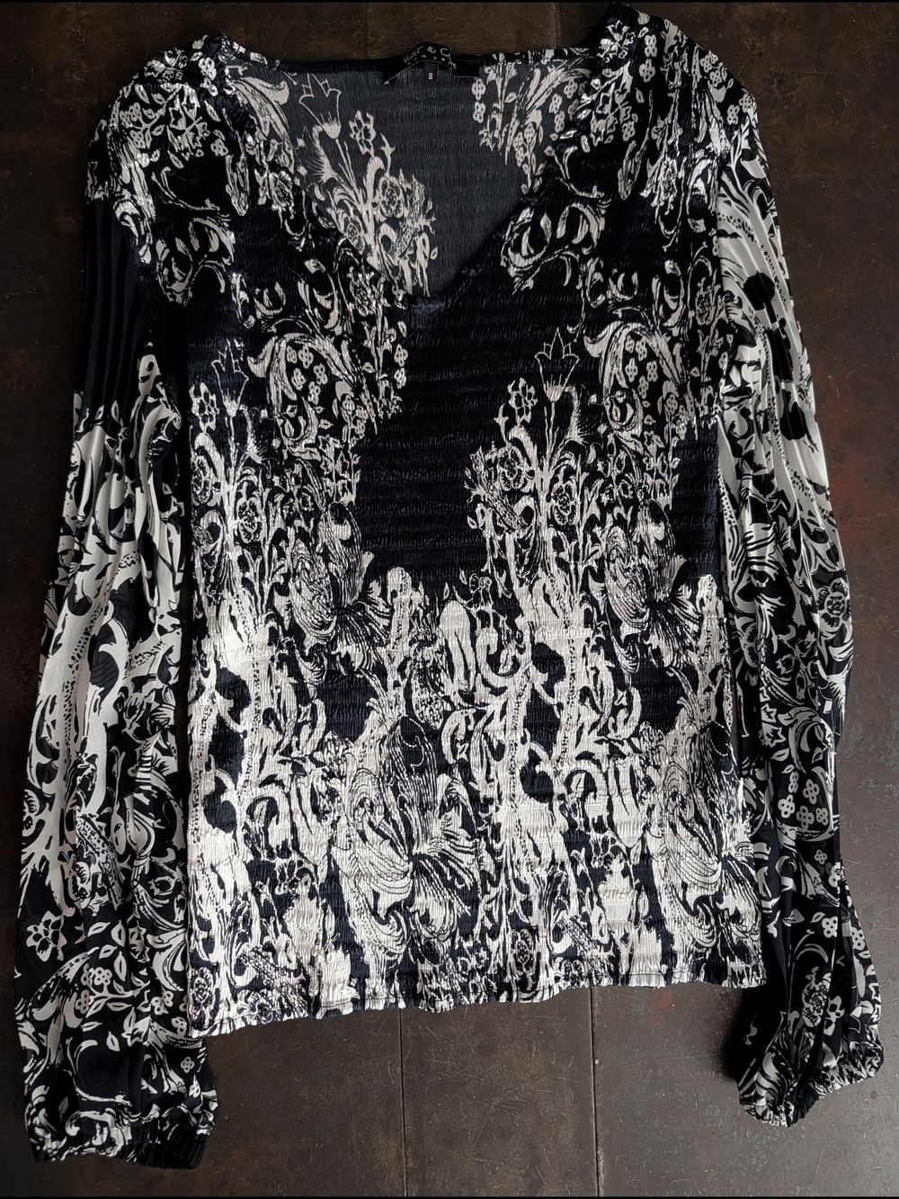 Violet & Claire Black and White Floral Top